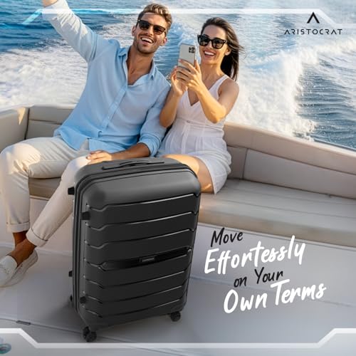 Image of Aristocrat Liberty 8-Wheel Large Size Hard Case Trolley Bag, Jet Black