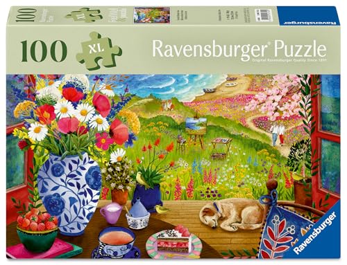 Ravensburger Puzzle 12001732 - Blick aus dem Fenster - 100 Teile Landschafts-Puzzle für ältere Menschen und Senioren mit größeren griffigen Puzzleteilen großer Bildvorlage