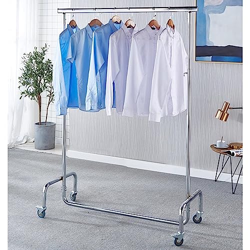 Bastidor De Ropa De Alta Resistencia En Ruedas, Carril De Ropa De Capacidad De 280 Libras Con Altura Ajustable Y Varilla Extensible, Organizador De Almacenamiento Plegable Portátil Para La Ropa Dormit