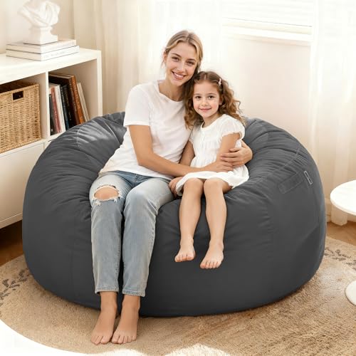 Image of HABUTWAY Bean Bag Chair: Giant 4' Memory Foam Furniture Bean Bag Chairs for Adults with Microfiber Cover 4Ft (Grey)