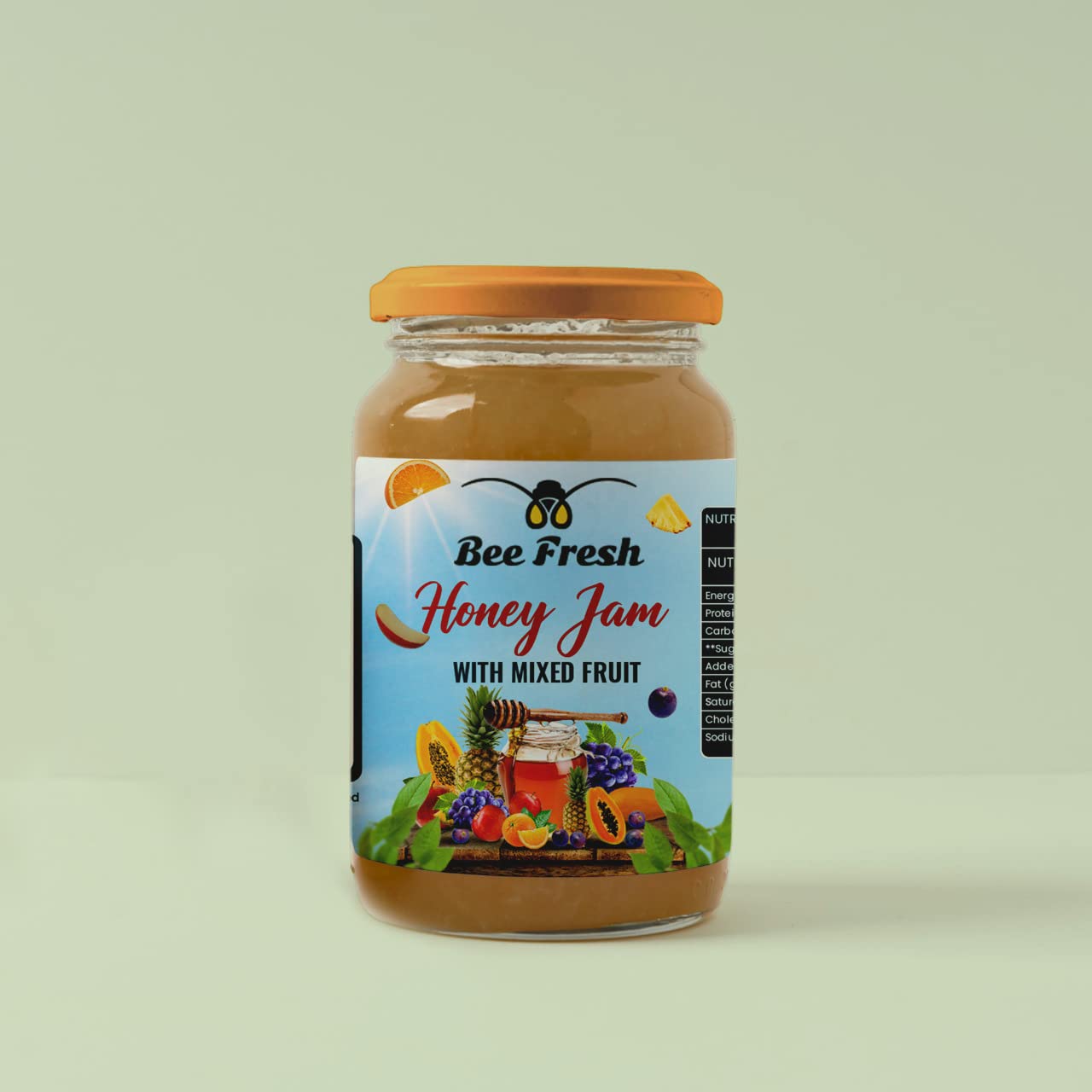 Bee Fresh Natural Mixed Fruit Honey Jam With No Added Sugar & Preservatives (250G) | 100% Pure & Organic honey | Safe & Tasty for Adults & Kids | NMR Tested | Unprocessed & Unfiltered.