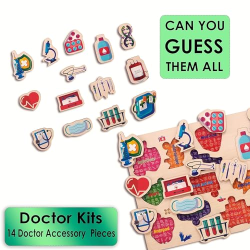 Image of PLUSPOINT Kid Wooden Montessori Educational Pre-School Puzzle Board Toy for Boys and Girl (Wooden Medical Equipment)