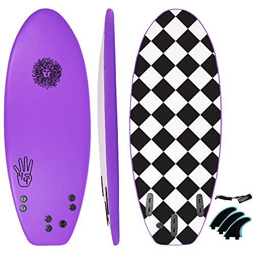 KONA SURF CO. The 4-4 Surfboard for Beginners Kids and Adults - Soft