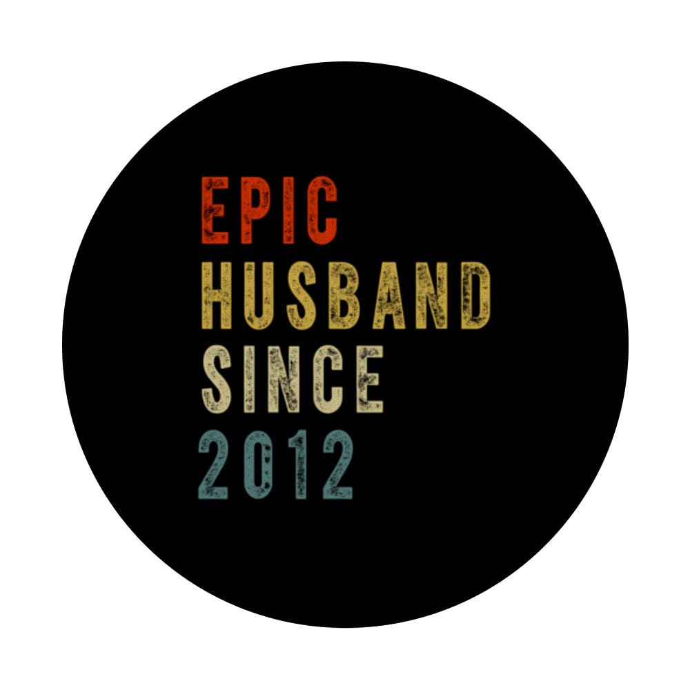 Epic Husband Since 2012 Couple 12th wedding Anniversary Mens PopSockets Swappable PopGrip, Black - Image 3