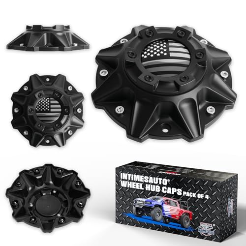 InTimesAuto Wheel Center Hub Caps for Pro Comp 48 Series and Ballistic 845 Morax Replacement Hubcaps, Set of 4 American Flag Style, Premium ABS Material, Recommended for Off-Road Tuning Enthusiasts