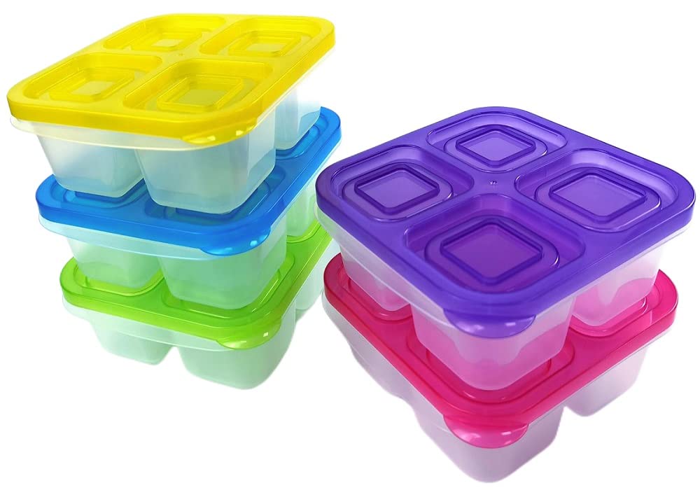 WEEK NINEBento Snack Boxes - Reusable 4-Compartment Food Containers for School, Work and Travel, Set of 5