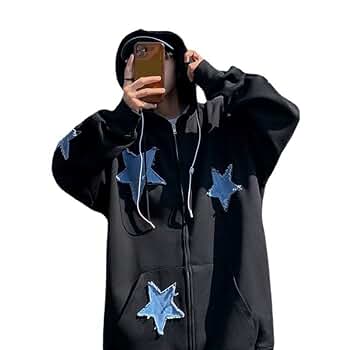 きらきらひかる⭐︎◡̈COGTHEBIGSMOKE|GITTY HOODED Kelabia Y2k Zip Up Hoodie Women Men Cute Star Patchwork