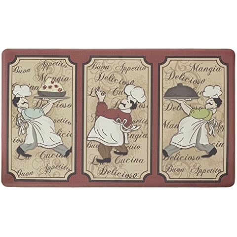 Chef Gear – Anti-Fatigue Gelness Kitchen Mat | Chef of the Year Design | Cushioned Comfort Chef Mat | Faux Leather | Memory Foam & Skid-Resistant | Measures 20" x 32" Cover