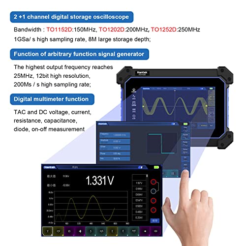 Image of Hantek Digital 2+1CH Channel Oscillocope Signal Generator Spectrum Analyzer 250MHZ 1GSa /S+ Multimeter 3 in 1 Type C +8M Large Storage(TO1252D)