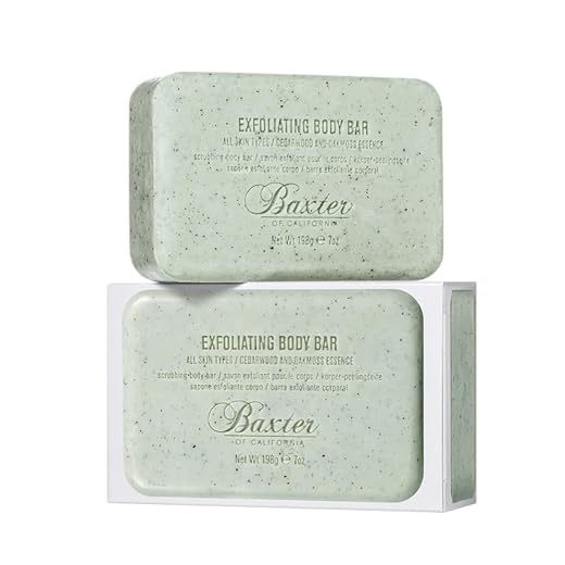 Baxter of California Exfoliating Body Bar Soap for Men with Cedarwood and Oak Moss Essence | For All Skin Types | Buffs Out Dry Skin and Boosts Cell Renewal | 7 ounces | Holiday Gift Guide