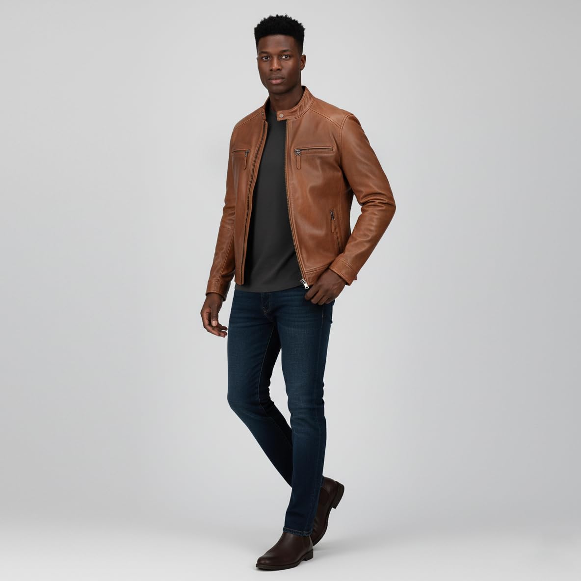 Zerimar Chaqueta hombre - Chaqueta de cuero hombre - Cazadora piel hombre - Chaqueta hombre piel - Chaqueta casual Hombre - Chaqueta cuero hombre