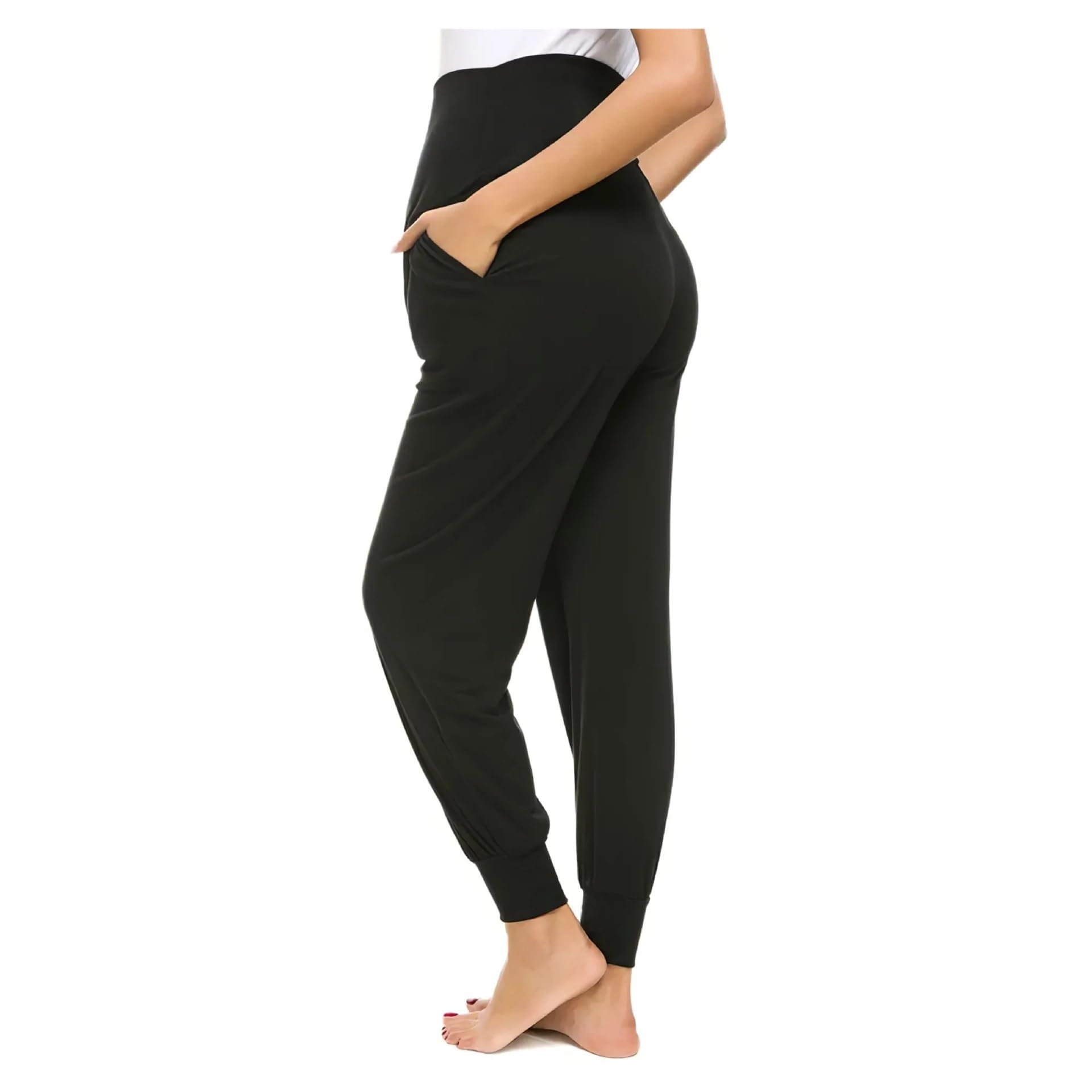 Pantalones de Maternidad for Mujer, Ropa Deportiva, Pantalones Deportivos con puños de chándal, Pantalones elásticos for Embarazadas sobre el Vientre.(Green,XL)