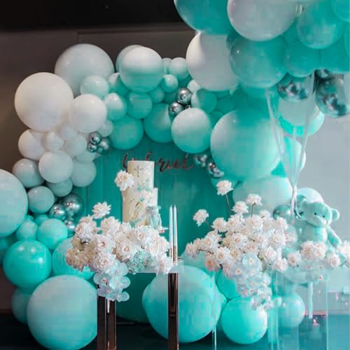 Image of PartyWoo Teal Balloons 4pcs 36 Inch Turquoise Dark Teal Latex Balloons for Baby Shower Wedding Anniversary Gender Reveal Graduation Mermaid Birthday Pool Bachelorette Party Decorations Blue-Y69