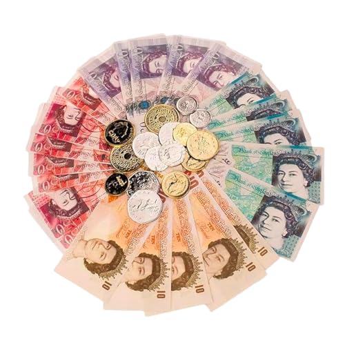Sterling Pound Play Money - Engage Kids in Educational Learning with Bank Shop and Role-Play Set for Literacy Numeracy and Pretend Play - UK Fake Toy Cash Notes and Coins (1pk Play Money)