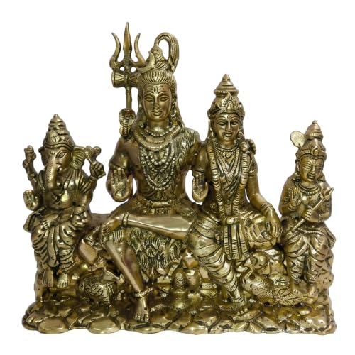 Image of Brass Shiv Parivar Idol, Vastu Remedy for Family Harmony (3.5 Inch, 250 g)
