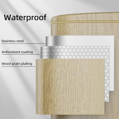 Cubo de basura de madera KdbK de 2.6 galones y acero con pedal para baño 7
