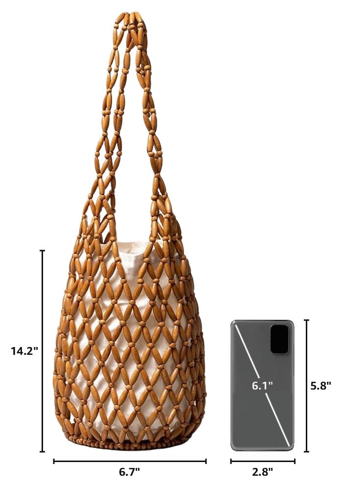 Bolso de mano de madera retro para mujer miniatura 3