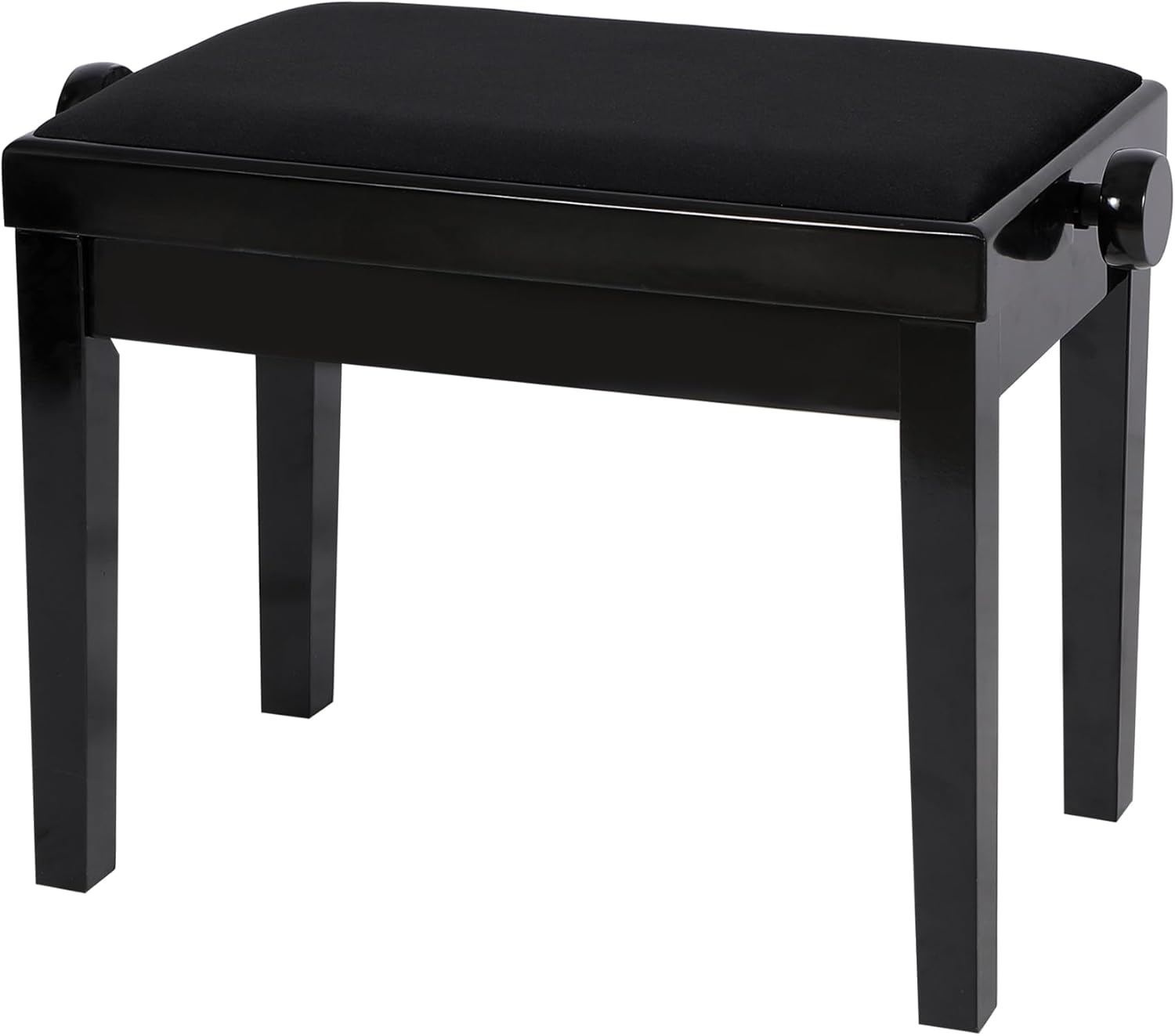 Adjustable Duet Piano Bench, Heavy Duty Wooden Piano Stool with Padded Velvet Cushion, Black Black Adjustable