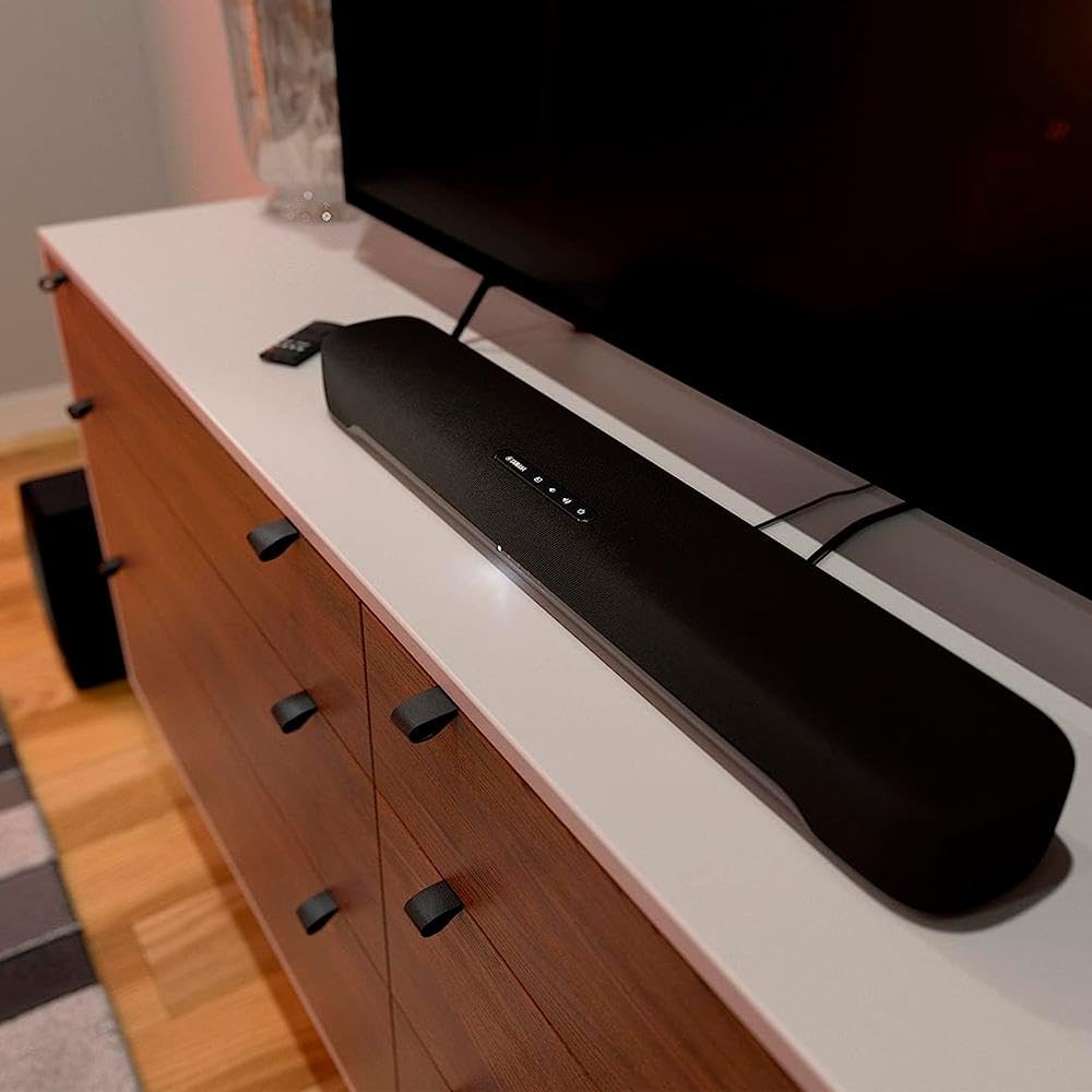 Yamaha SR-C30A Soundbar Compatta per TV con Subwoofer Wireless, Bluetooth, Dolby Audio e Dolby Digital, Clear Voice, HDMI, Ottico, Aux, Nero