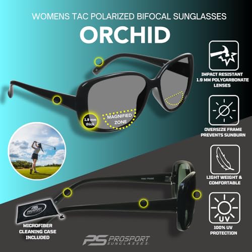 proSPORT Womens Polarized Bifocal Reader Sunglasses Gray Brown Lens Oversize Jackie-O Black Brown Frame4