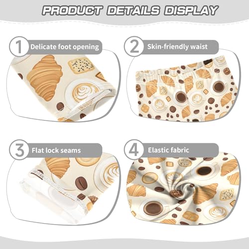 ALAZA Girls' Leggings Children's Yoga Pants Skinny Printed Dance Coffee Cookies Croissants Comfortable 4T2