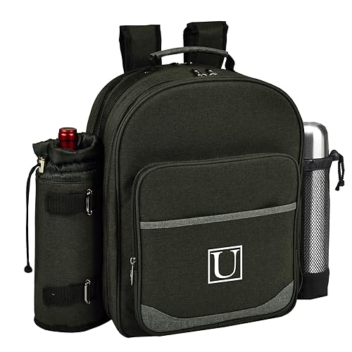 Picnic at Ascot Personalized Monogrammed Equipped 2 Person Picnic Backpack with Coffee Service, Cooler & Insulated Wine Holder - Designed & Assembled in The USA