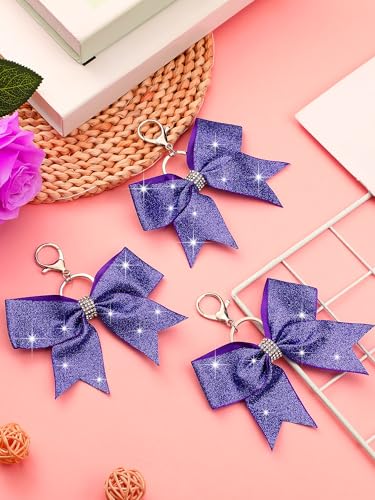 Image of Tondiamo Cheer Bow Keychain Cheer Keychain with Rhinestones Cheerleader Keyrings for Team Gift Cheerleading Sports Accessory