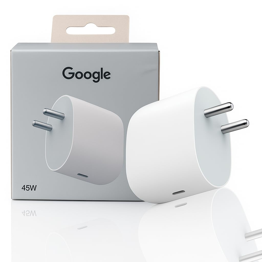 Google 45W USB-C Fast Charger Adapter | Compatible with Pixel 10/10 Pro, 9 Pro/9/9a, 8 Pro/8/8a, 7 Pro/7/7a, 6 Pro/6/6a, Pixel Fold, Pixel Tablet, Chromebooks & Laptops | Quick Charge – White