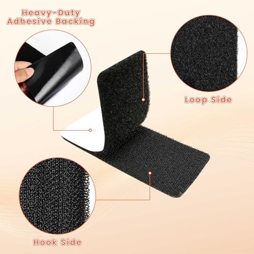 Image of Hook and Loop Tape 2x4 inch, 12 Pairs Double Sided Hook and Loop with Adhesive, Heavy Duty Nylon Fastener for Fixing, Patching, Sewing, Instead of Holes and Screws