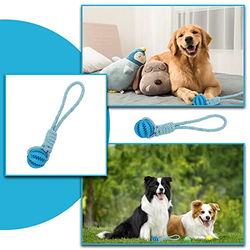 Dog Rope Ball Bite Resistance Training Ball Dog Toy with Rope Interesting Dog Puzzle Teething Toy for Molar Teeth Cleaning Boredom Relieving(Blue) Dog Rope Ball Bite Resistance Training Ball Dog Toy with Rope Interesting Dog Puzzle Teething Toy for Molar Teeth Cleaning Boredom Relieving(Blue)