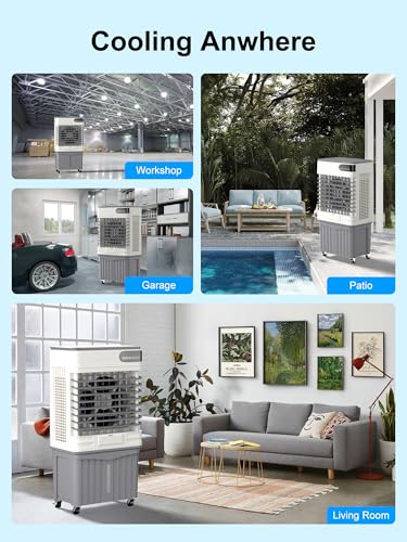 Image of Uthfy Swamp Cooler 39 Inch, 3200 CFM Evaporative Air Cooler with Remote Control & 120 Oscillation, 3 In 1 Portable Cooling Fan for 700 Sq.Ft, 13.2Gal Tank, 3 Speeds /Modes for Home, Garage, Patio
