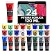 Zenacolor Kit di 24 Colori Acrilici, 24 Tubetti da 120 ml, 24 Colori Tempere per Dipingere, per Legno, Bricolage, per Adulti.
