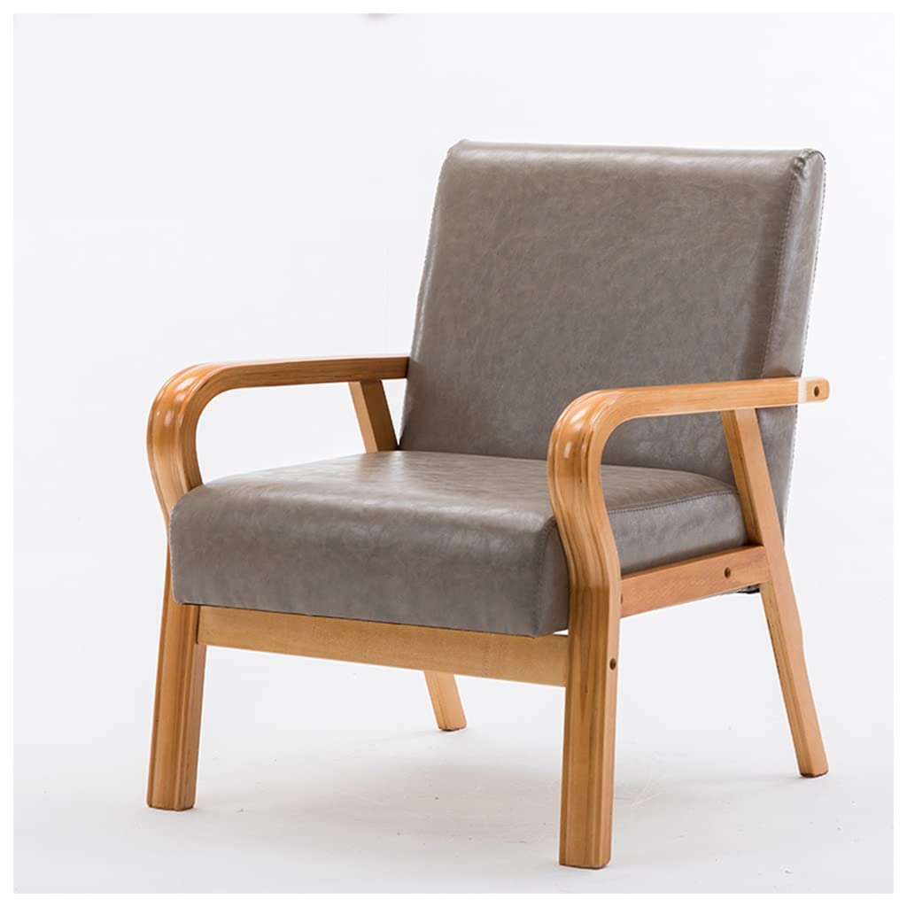 Leather Accent Chair, Comfy Chair For Bedroom, Retro Upholstered Lounge Chair With Arms Mid-century Single Reading Chair Adult For Living Room Reception Dorms Backrest Chair