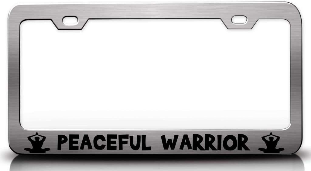 Peaceful Warrior Yoga Metal Car SUV Truck License Plate Frame Ch h62