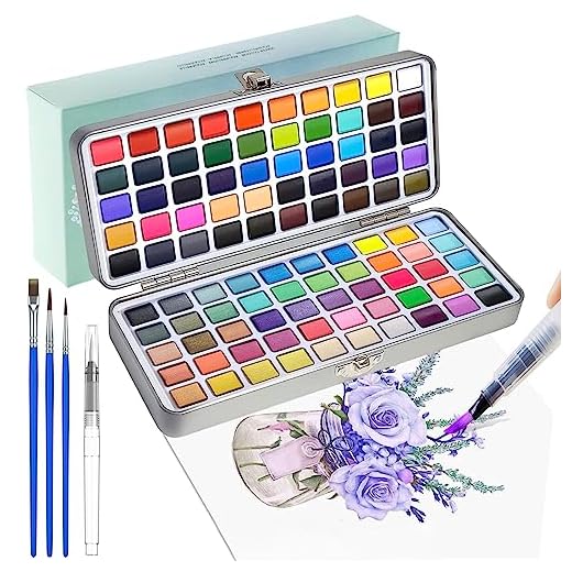 Acuarelas que incluyen 100 Colores Metalizados y Fluorescentes Intensos en Caja Portátil - Kit Perfecto con Pincel de Agua para Niños y Profesionales