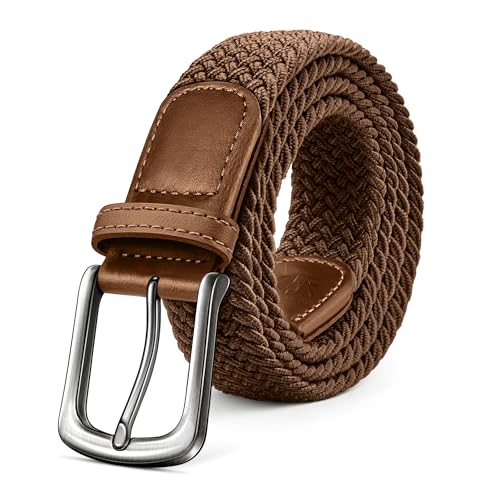 Image of KEMISANT Men Belt-Stretch Woven Braided Belt For Gift Men Golf Casual Jeans Dresses with Nylon Canvas 1 3 /8 inch
