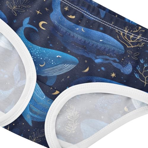 Cute Whales Girls' Underwear Cotton Moon Star Girls Briefs Soft Toddler Underwear 2T4
