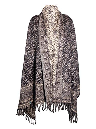 Tibet LUXURY FLORAL HANDMADE BLACK BEIGE FASHION Scarf Yak Wool fortable soft scarf Shawl Blanket ole unisex Travel Wrap Meditation Soft gift for her,Green - Main Image