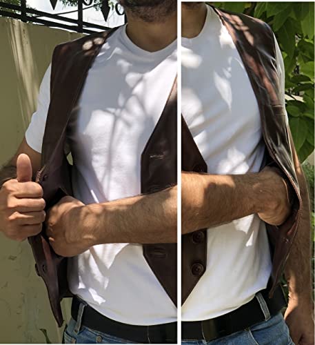 Overdrive Mens Sheep Genuine Leather Casual Western Vintage Biker Motorcycle Cruise Riding Vest Waistcoat Conceal Gun Pockets4