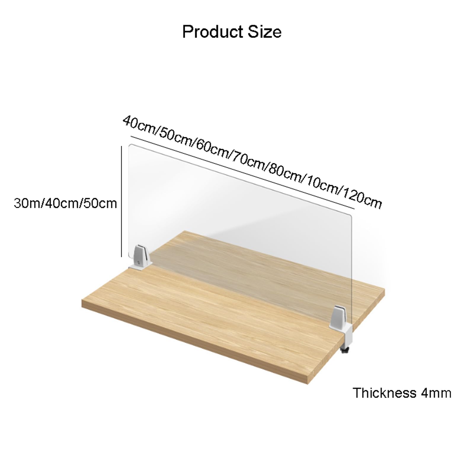 UPJAKS Trennwand Acryl-Schreibtischteiler, transparente Trennwand, schützender Hustenschutz, freistehender Tisch-Arbeitsplatz-Trenner für Büros, Schule Sichtschutz