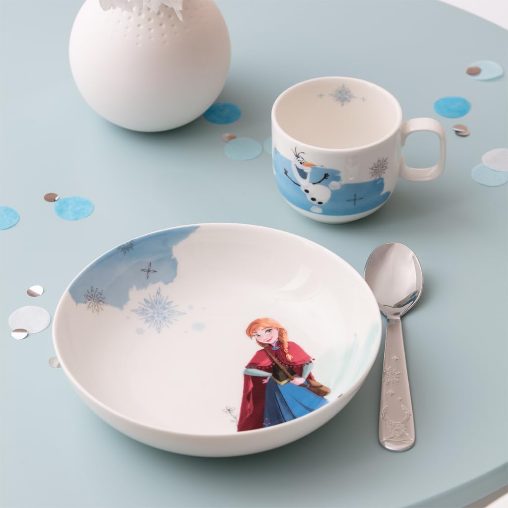 Villeroy & Boch Disney Frozen Ess-Set 6-teilig | Kinder-Set mit Disney Elsa & Anna-Motiven, Premium Porzellan, Besteck aus Edelstahl, Spülmaschinenfest