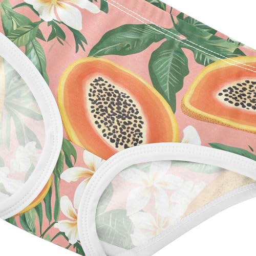 Wusikd Papayas Girls' Underwear Cotton Tropical Flowers Leaves Girls Briefs Soft Toddler Underwear 2T4
