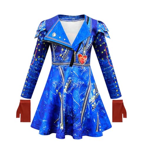 Aegisdorn Disfraz de princesa para niñas, disfraz del Día Mundial del Libro para niños, azul, rojo, morado, juego de rol, disfraz de fiesta térmica (azul, 130)