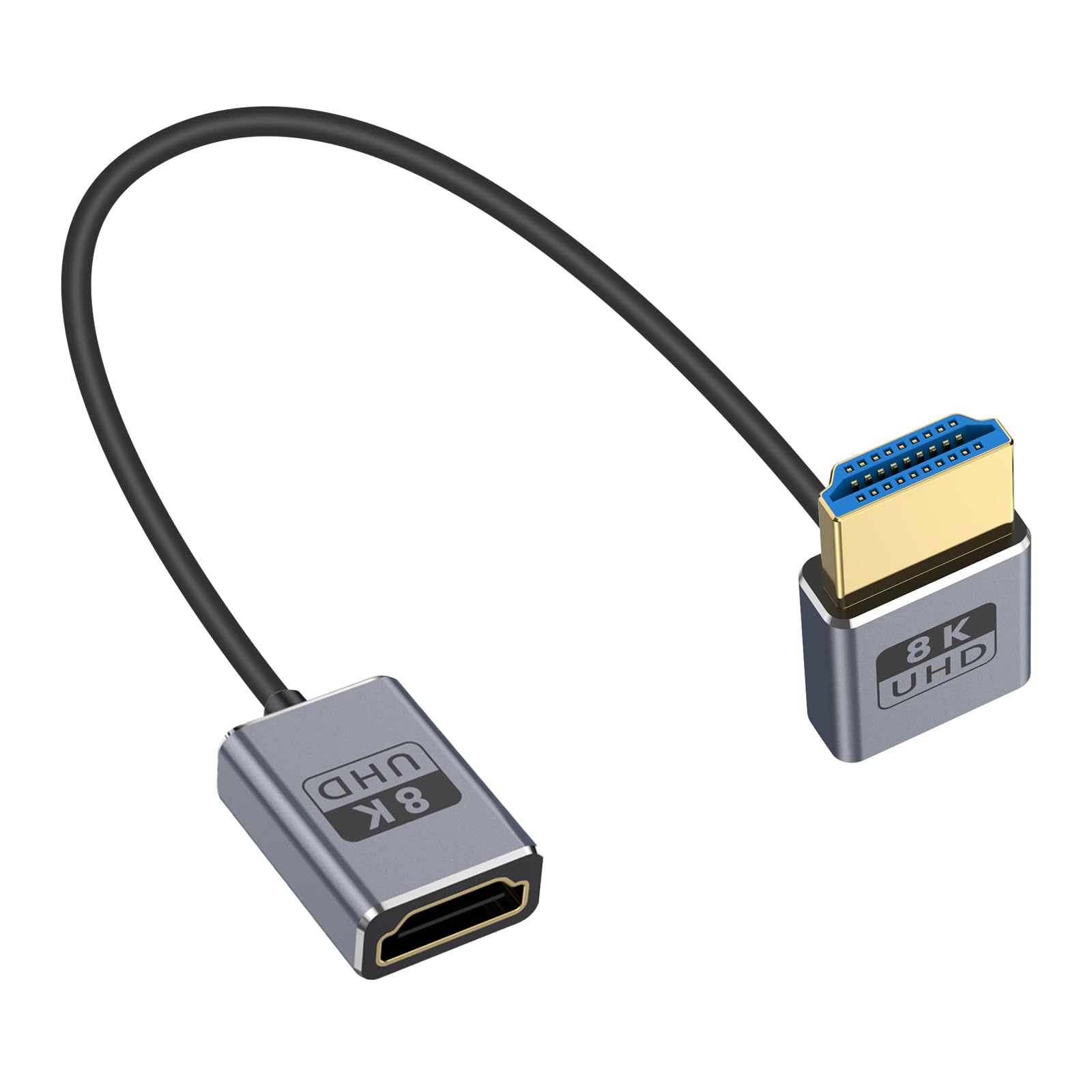 Duttek 8K High Speed HDMI Extension Cable 1FT, Coaxial/Ultra Thin UP Angle 90 Degree HDMI Male to Female Cable Support 8K@60Hz, 4K@240Hz for GH5S, PS5