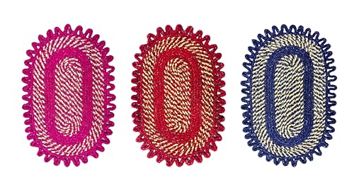 Image of Cotton Doormat for Home |Handmade Cotton Doormat | Quick Dry, Washable Door Mat for Home, Bathroom & Bedroom (40x60 cm, Pink-Red-Blue)