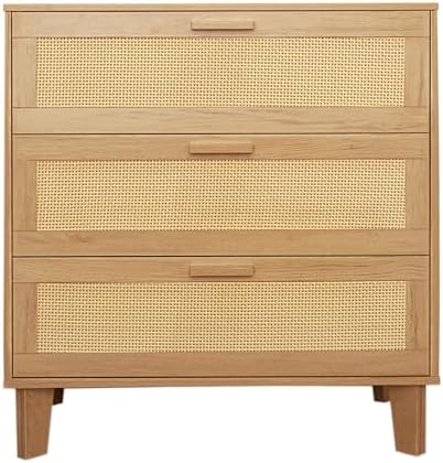 Amazon.com: XDliv Rattan Dresser, 3-Drawer Wood Dresser Rattan Storage ...