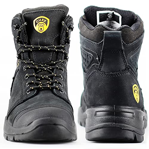 OUXX Steel Toe Work Boots for Men, PORON-XRD Pressure Buffer Non-Slip Rubber Leather Shoes, Static-Dissipative(OX1624)3