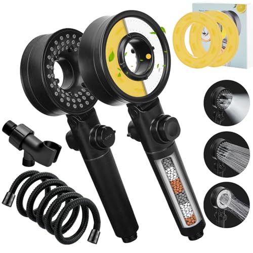 Luxsego Filtered Shower Head with Handheld Spray for Skin and Hair Care, High Pressure Shower Filter Head for Hard Water with Vitamin C, Ion Drops Showerhead Set Includes Hose & Adjustable Bracket