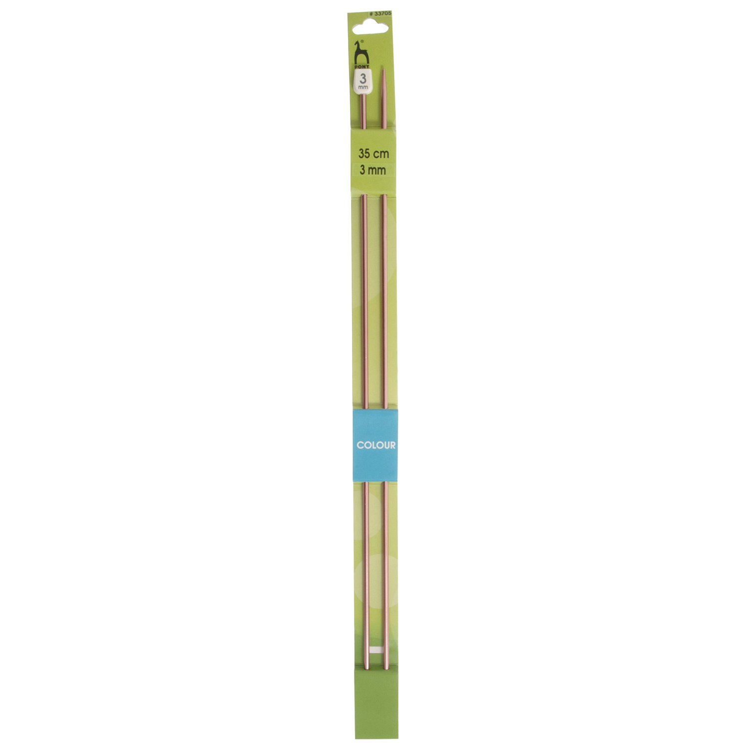 Pony Single Ended Aluminium Colour Knitting Pins - 35Cm x 3.00mm