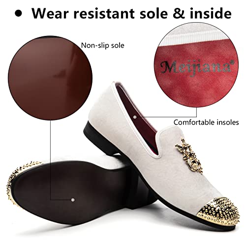 Image of Meijiana Mens Velvet Loafers Dress Shoes with Metal Embellishments Party Luxury Loafer Shoes